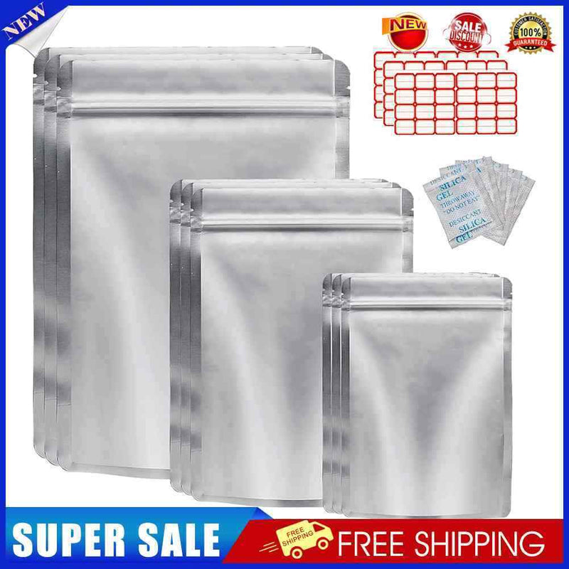 50pcs Mylar Bags for Food Storage Resealable Grain Bean Packaging Pouch Bag