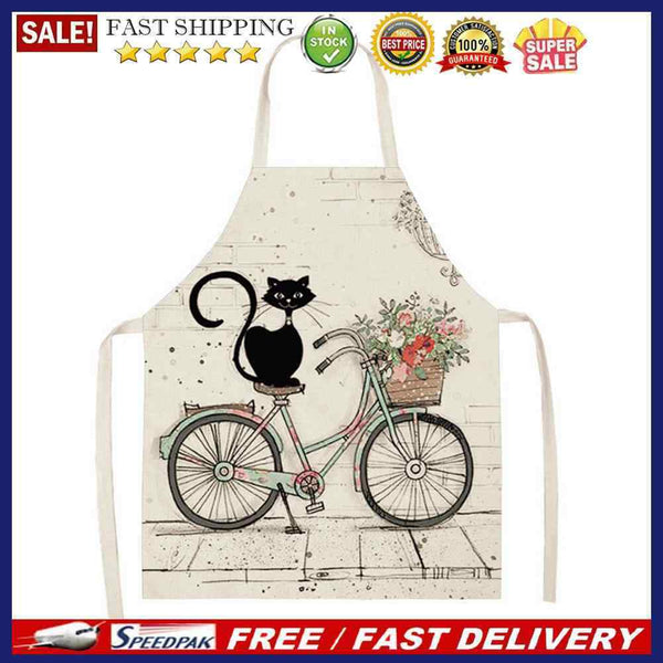 Bike Cat Kitchen Linen Apron Sleeveless Waterproof Home Bibs Cooking Accessories