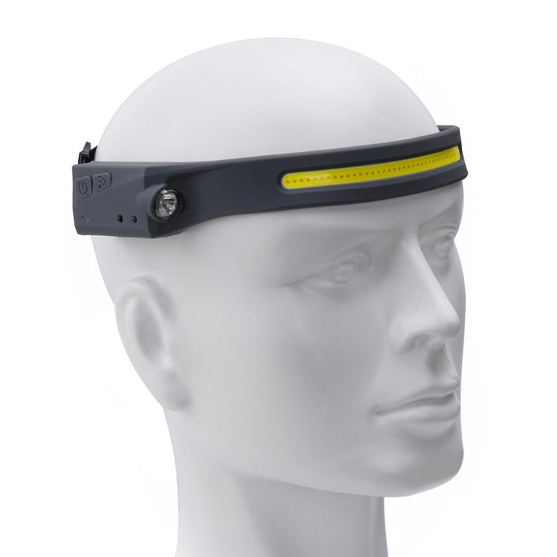 2 PC LED COB Headlamp Rechargeable Camping Waterproof Sensor Headlights Grey