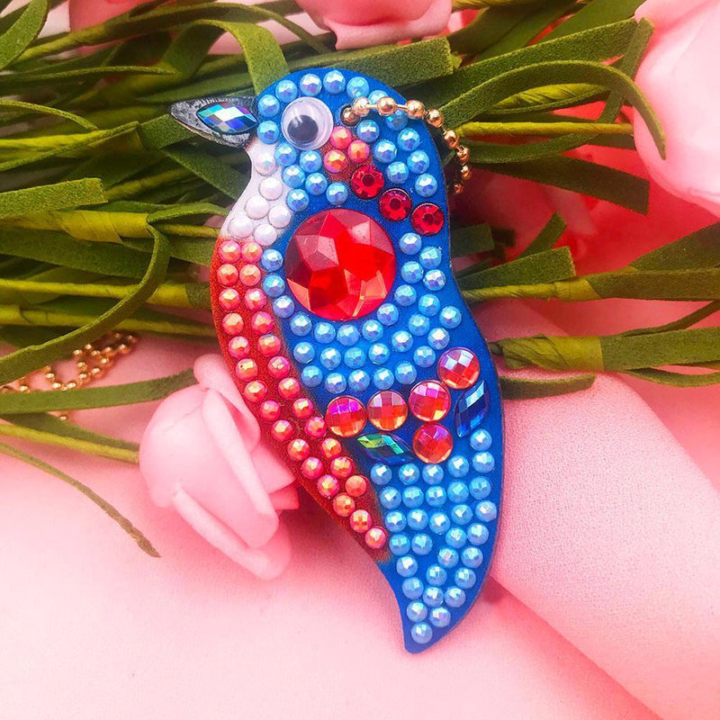 4pcs DIY Full Drill Special Shaped Diamond Painting Birds Keychains Pendant Gift