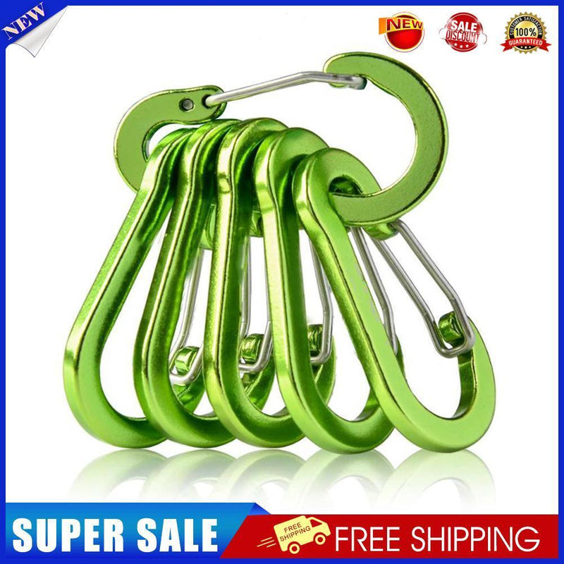 6pcs Outdoor Camping Carabiner Clip Climbing Quick Hanging Buckle (Green)