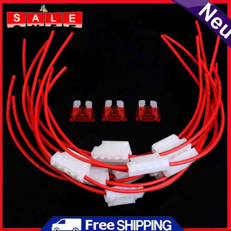 10pcs 5A Medium Fuse Holder with Cable for Car Boat Truck ATC/ATO Blade