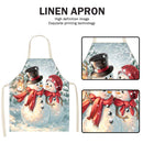 Christmas Snowman Linen Apron Durable Washable Neck Apron Kitchen Accessories