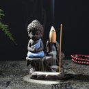 20pcs Incense Cones 1pcs Burner Buddha Waterfall Backflow Stove (Blue) Newly