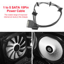 SATA 15Pin 1 to 5 Port Female Hard Drive Power Cord Extension Cable SATA Adapter