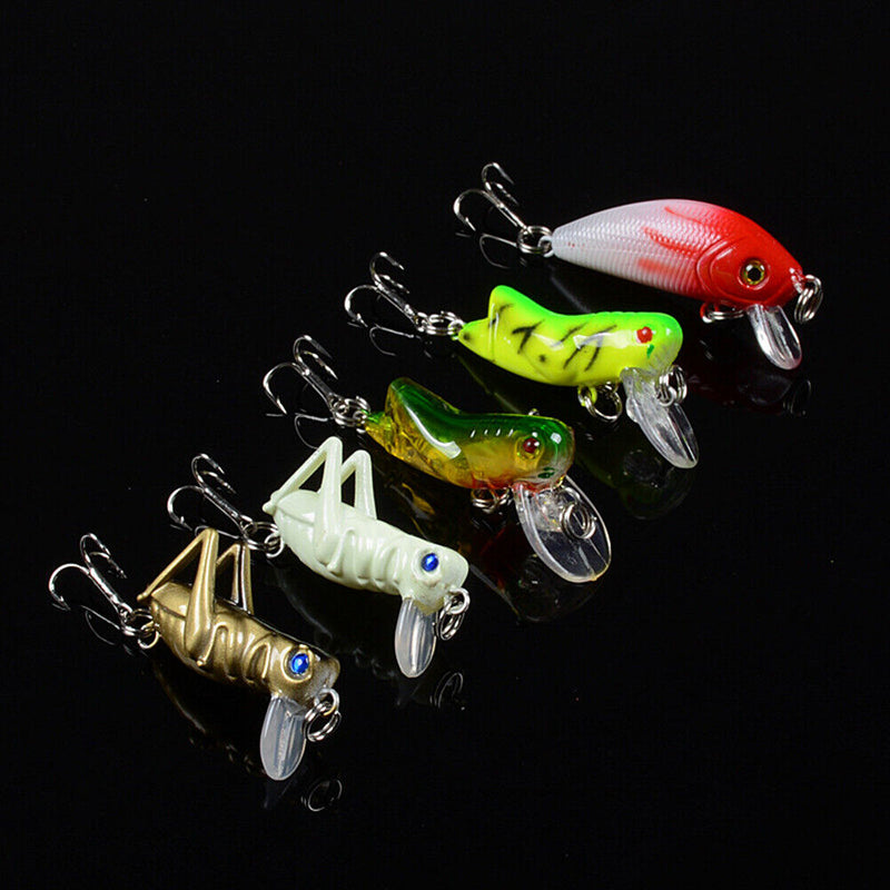 5pcs Topwater Minnow Bionic Fishing Lures Crankbait Artificial Wobbler Hard Bait
