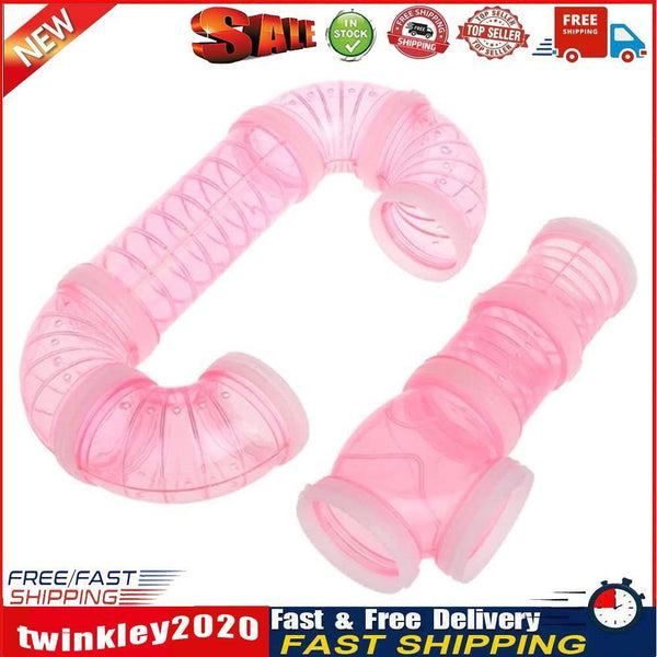 8pcs Hamster Tunnel Assembly Pipe Set External Small Pet Pipeline (Pink) Newly
