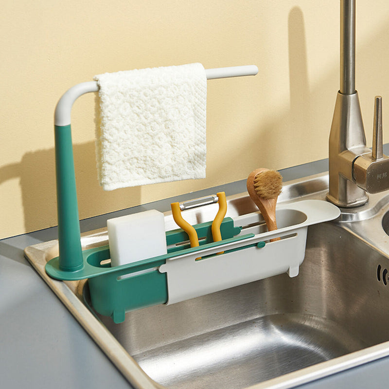 Telescopic Sink Holder-Plastic Adjustable Drainer Sink Tray Sponge Holder Newly