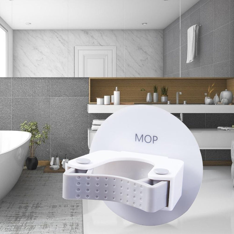 5pcs Adhesive Mop Holder Wall Mounted Anti-Slip White