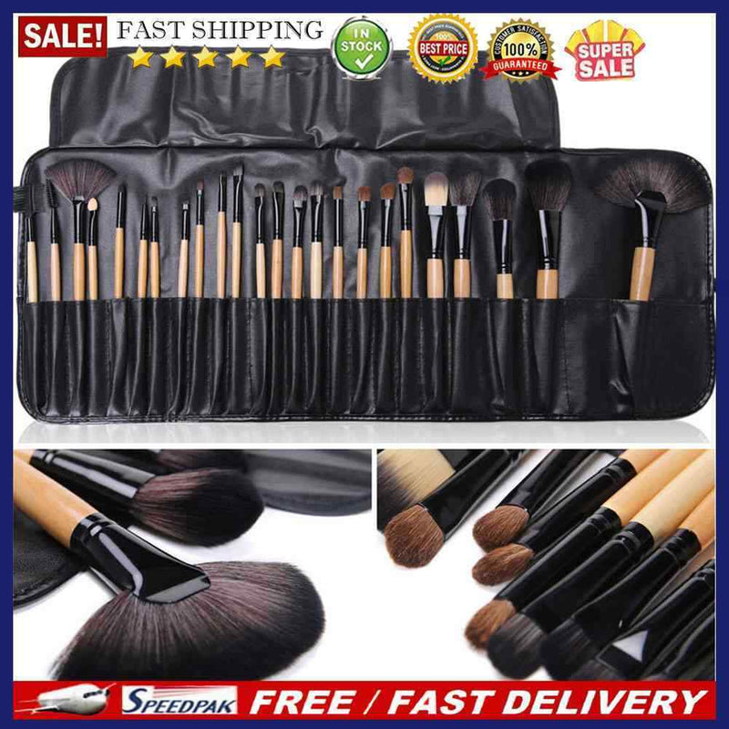Pro 24 Pcs Makeup Brushes Cosmetic Tool Eyeshadow Powder Brush Set w/ Case