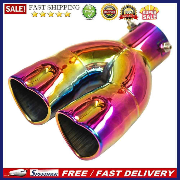 Universal Dual Exhaust Tail Pipe Muffler Bolt-on Heart Edge 2.5 inch Straig
