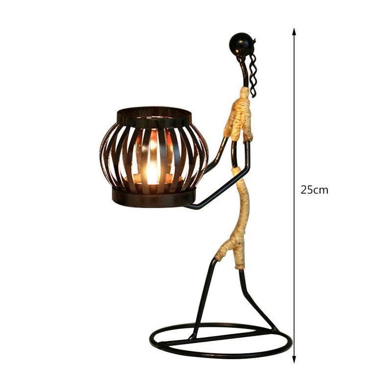 Nordic Mental Candlestick Abstract Character Statue Candle Holder Decor (H)