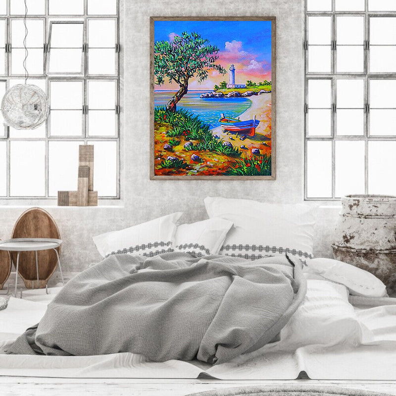 Seaside Oil Paint by Numbers Hand Painted Frameless Picture Home Art Ornament