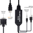 VGA to HDMI-Compatible+3.5 Audio Jack+USB Adapter PC HDTV Video Converter Cable