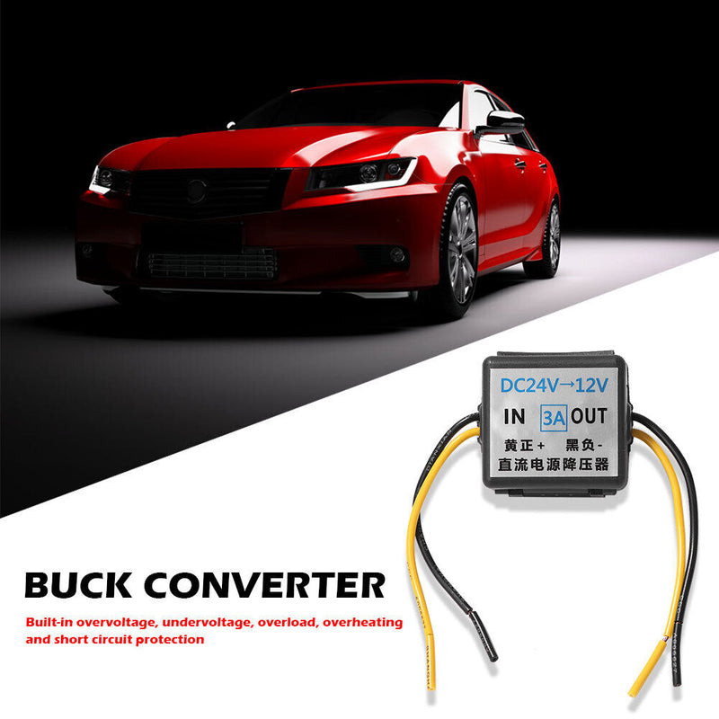 24V DC to 12V DC 3A Step Down Buck Power Converter for Car Auto Bus Truck Boat