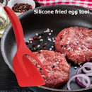 2 in 1 Silicone Omelet Tongs Non Stick Bread Grip Flipper Spatula (Red)