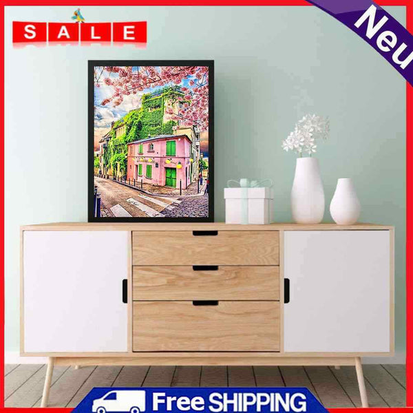 5D DIY Diamond Painting Kits Full Round Drill Pink House Seascape Mosaic