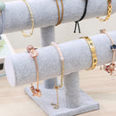 Velvet Bracelet Bangle T-Bar Rack Watch Jewelry Display Stand (Grey 2 Tier)