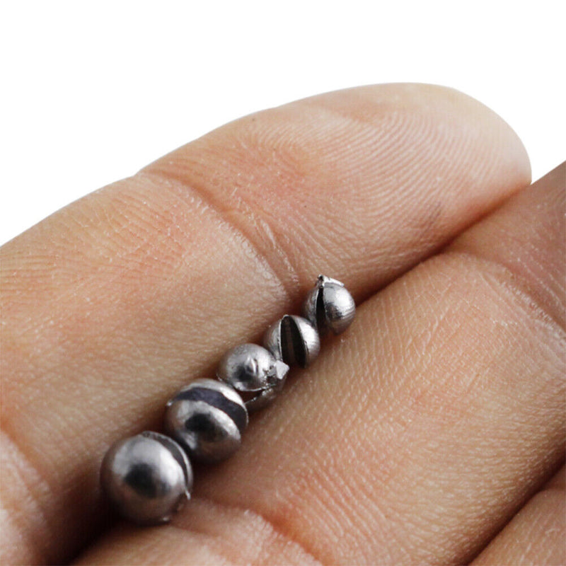 100pcs 0.2/0.5/0.8/1/1.5/2g Round Split Shot Fishing Weights Sinkers Assort