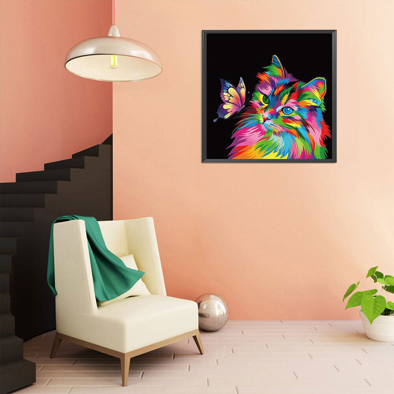 5D DIY Diamond Painting Kits Full Round Drill Colorful Cat Mosaic Picture