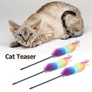 Cat Teaser Colorful Feather Wand Kitten Interactive Stick Pet Toys (37cm)