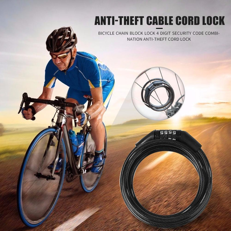 110cm Bicycle Chain Block Lock 4 Digit Code Combination Anti-theft Lock Newly