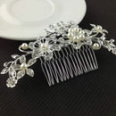 Bridal Wedding Flower Pearls Hair Comb Clip Diamante Women's Rhinestone E5M8
