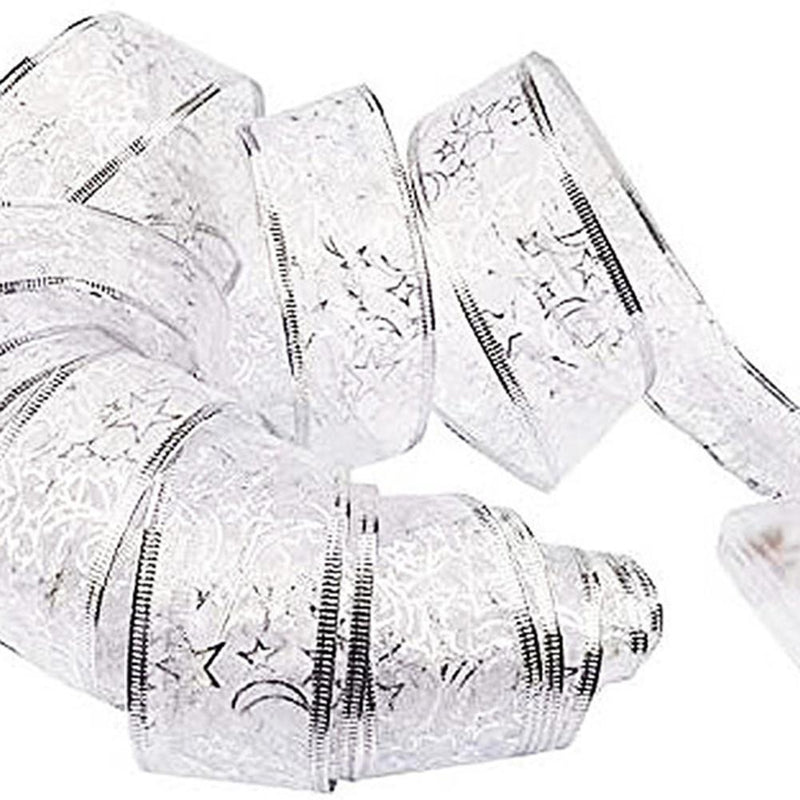 2 x chains of lights, Christmas ribbon, bow, tree, holiday decoration (white, 5