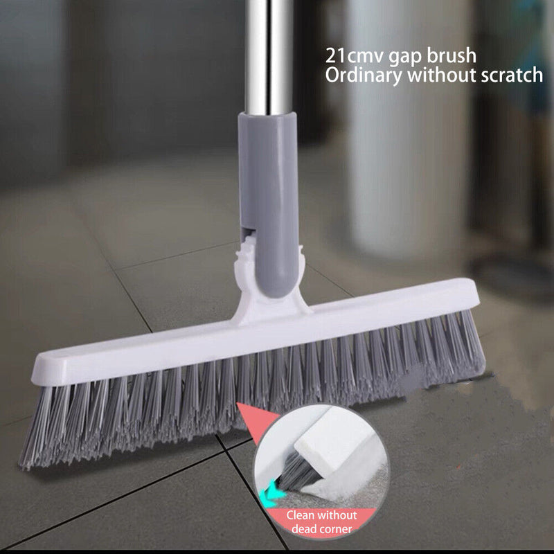 Long Handle Floor Scrub Brush 2 in 1 Window Wiper Floor Mop Clean (White)