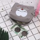 Leather Women Cute Cartoon Emotion Coin Holder Purses Mini Clutch (Grey)