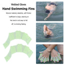Finger Webbed Swim Gloves Fins Hand Web Flippers Training Paddles (Green M)