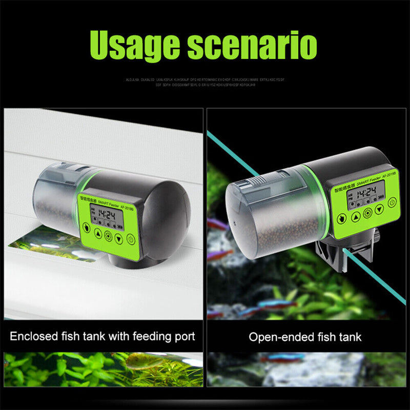 Automatic Aquarium Fish Feeder Fish Tank Auto Feeding Dispenser with LCD Ti