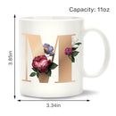 Funny Creative Ceramic Coffee Mugs with Flower Letter M Friends Ideal Gifts