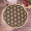 Wooden Wall Sign Slice Wood Base Flower Of Life Energy Mat Flower of Life Shape