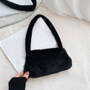Animal Pattern Underarm Bag Women Mini Plush Shoulder Handbags Purse (2)