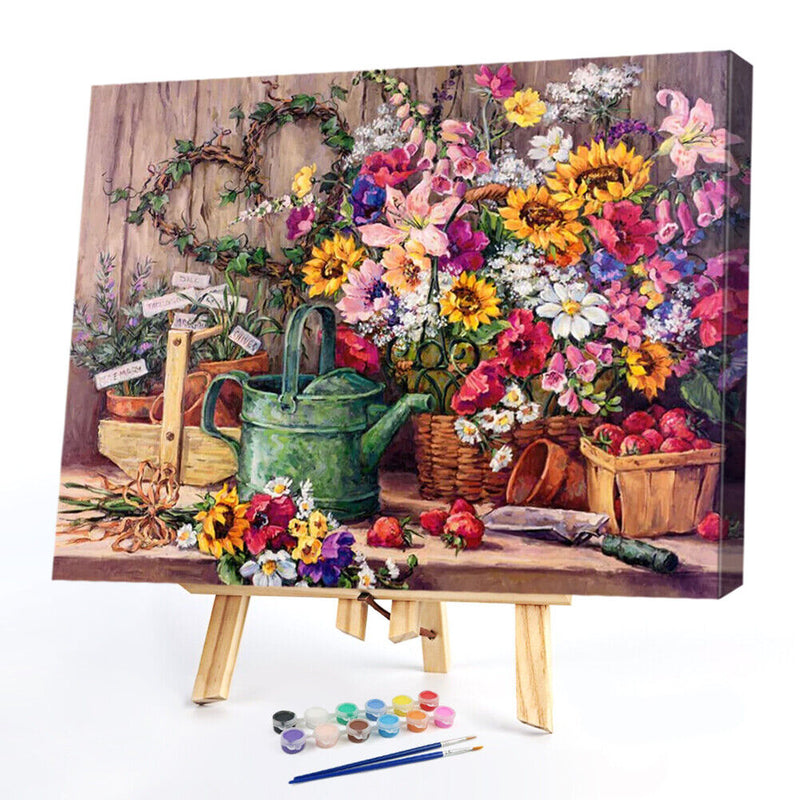 Table Flower Oil Paint By Numbers Kit DIY Drawing Picture for Adults Home Dec