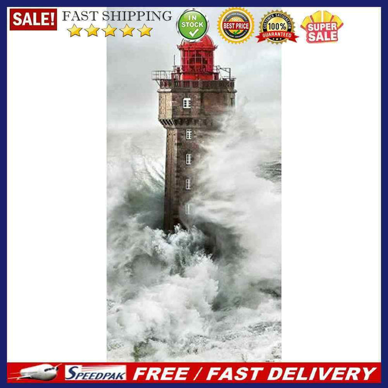 5D Diamond Painting Seaside Lighthouse Full Round Drill DIY Home Mosaic Pictu