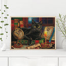 11CT Full Cross Stitch Reading Cat Counted DIY Animal Wall Art Crafts Home Decor