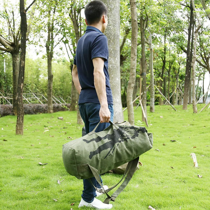 Canvas Backpack Sports Bicycle Rucksack Outdoor Climbing Bag (Army Green L)