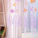 Flowers Print Translucent Curtains Windows Decor Tulle Sheer Drapes Purple