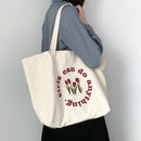 Women Canvas Shoulder Bags Letter Tulip Prints Large Capacity Lady Tote Handbags