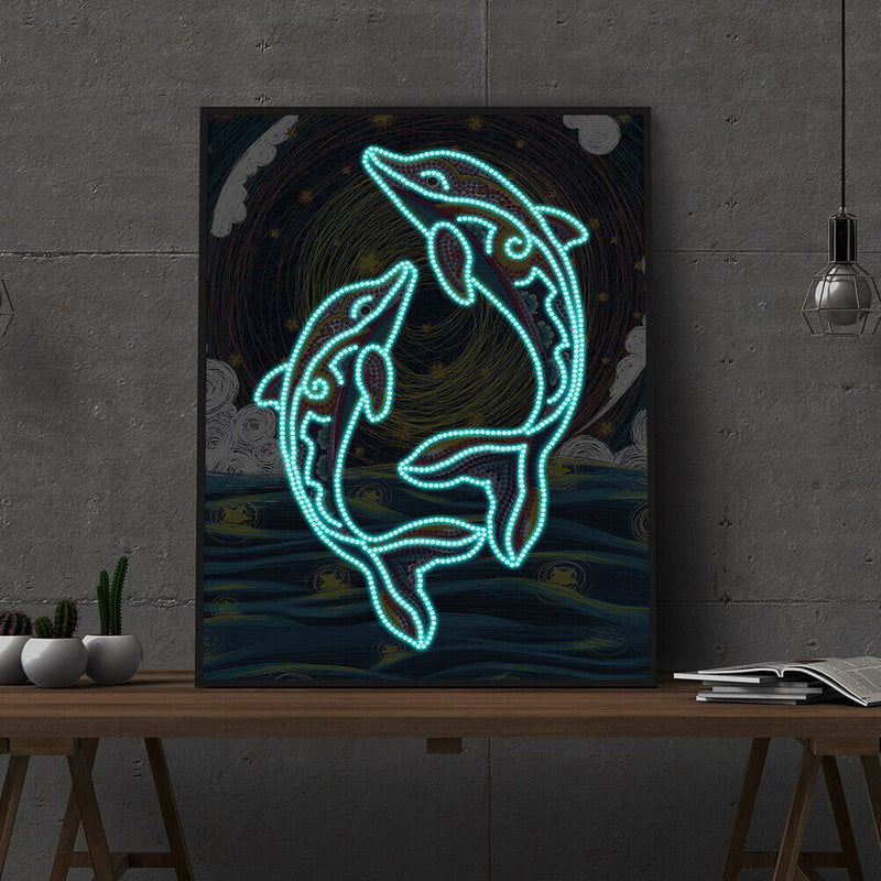 Diamond Painting Kits Dolphin Luminous Part Special-Shaped Drill Handicraft