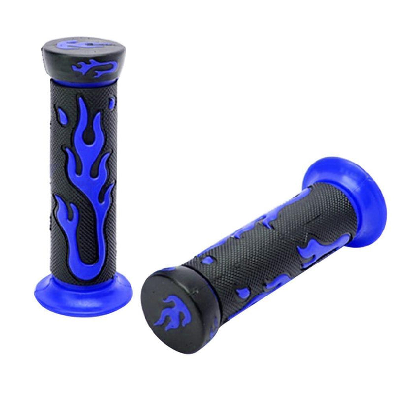 2pcs Blue Flame Soft TPR Universal Motorcycle Bicycle Handlebar Grips Hand