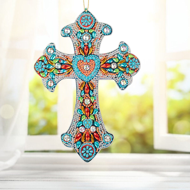 DIY Diamond Painting Cross Pendant Mosaic Hanging Wall Home Decorations Gifts