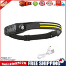 COB LED Sensor Headlight Flashlight USB Outdoor Camping Strong (B Yellow)