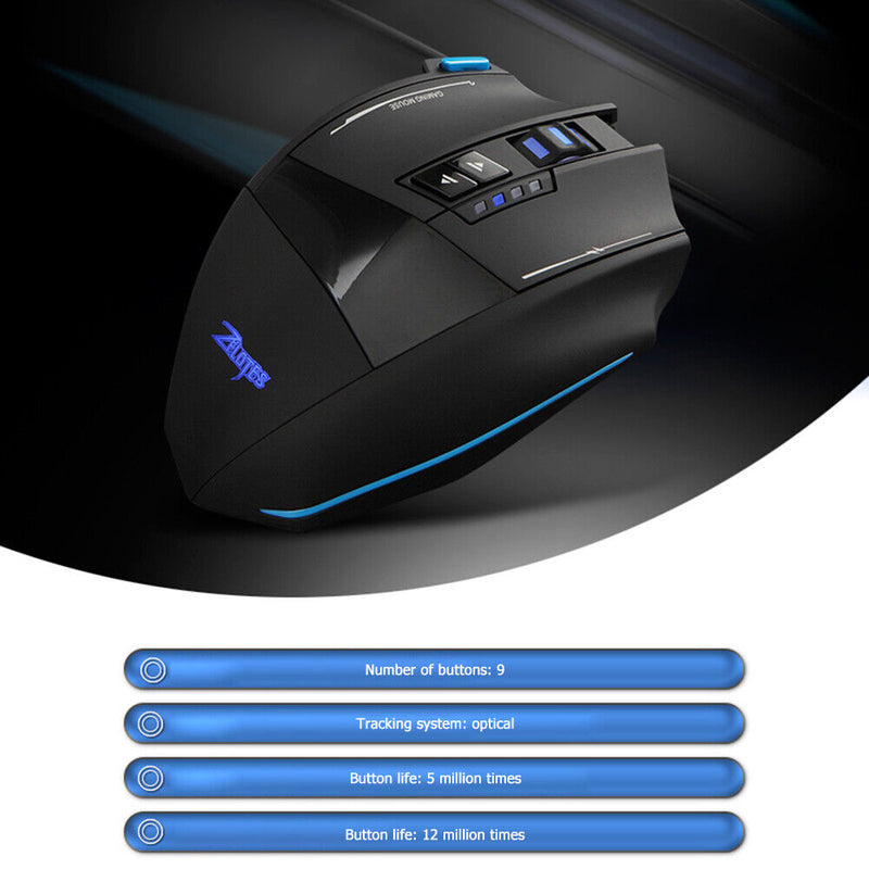 ZELOTES F-15 Wireless Wired Backlight 5 Gears 4800DPI Optical Gaming Mouse