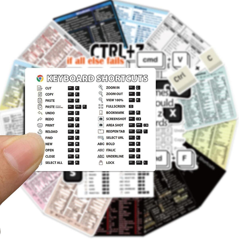 30 Pcs Computer Shortcut Keys Excel/Word Graffiti Stickers DIY Decoration&