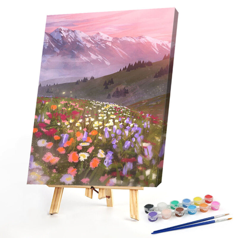 Flower Landscape Oil Paint By Numbers DIY Canvas Set Oil Paint Drawing No Frame