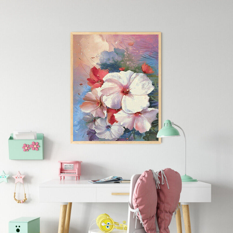 Hibiscus Oil Paint By Numbers Kit DIY Wall Art Picture Craft Home Decoration