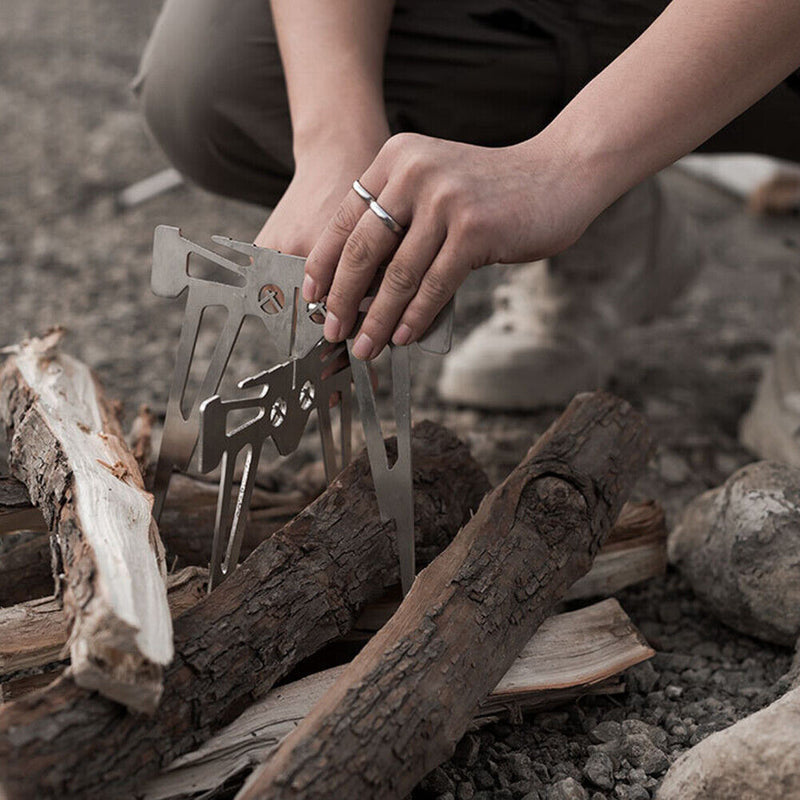 Qvien Camping Stove Stainless Steel Furnace Stove Multifunctional for Picnic BBQ